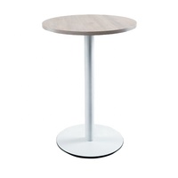 Table haute ronde contemporaine en bois avec structure en aluminium – Écologique, durable, facile à nettoyer pour la maison, les bars, les centres commerciaux et les hôtels