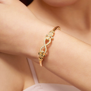 S925 Sterling Silver <b>Infinity</b> Cuff <b>Bracelet</b> With Moissanite Stones Women's Classic Jewelry Rhodium Plated Everyday Wear - Product Image 4