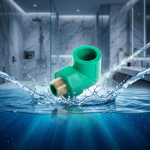 Codo de Tubería PPR Verde DEKKO, Rosca NPT Macho de 4 Pulgadas, Resistente a Químicos, Garantía de 50 Años, Fundido para Suministro de Agua - Product Image 2