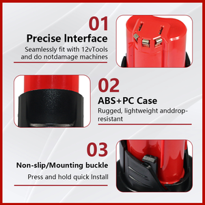 Batterie au lithium 12V 4.0Ah 5.0Ah 6.0Ah rechargeable, remplacement pour les outils et chargeurs sans fil <span class=keywords><strong>Milwaukee</strong></span> <span class=keywords><strong>M12</strong></span> - Product Image 6
