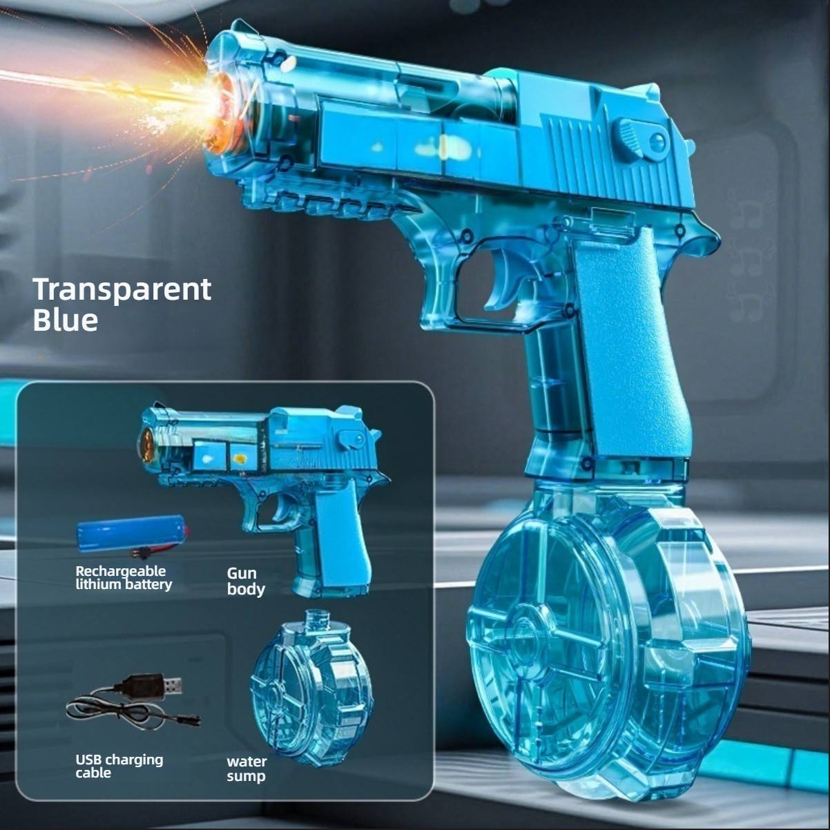 Désert à lance-flammes intégré bleu