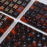 Mahjong américain 160 tuiles en acrylique gravées avec motifs citrouille, fantôme et chauve-souris – Jeu de table amusant pour Halloween et réunions de famille
