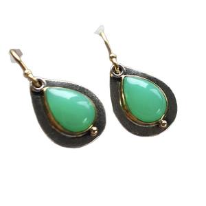 Pendientes de gota con gema verde en forma de lágrima, engaste de bisel, poste de cobre, joyería de moda para fiesta - Product Image 5