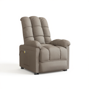 Sillón Reclinable de Masaje en Terciopelo Taupe con Control Remoto, Diseño Contemporáneo, Sillón Reclinable Eléctrico de Una Plaza - Product Image 1