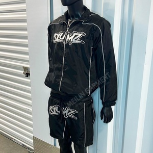 2025 Custom Design Windbreaker Two Piece Sweat Suit Set Nylon Embroidery Tracksuit <b>Zip</b> <b>up</b> <b>Jackets</b> and Nylon Shorts Set - Product Image 2