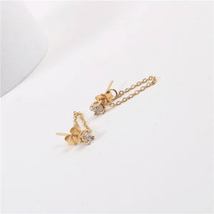 Deslustre libre 18K chapado en oro Cubic Zirconia cadena borla Stud pendiente deslustre libre impermeable joyería de acero inoxidable - Product Image 2