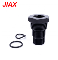 Suku cadang benang mobil konektor adaptor ulir penyaring bahan bakar aluminium hitam dengan 2 paking segel 5/8-24 hingga 3/4-16, 13/16-16, 3/4NPT