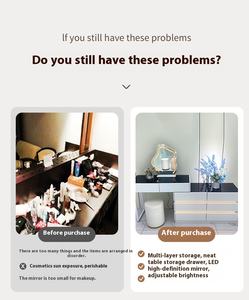 <span class=keywords><strong>Coiffeuse</strong></span> à LED de style moderne et simple <span class=keywords><strong>Coiffeuse</strong></span> éclairée Bureau de maquillage <span class=keywords><strong>avec</strong></span> placard intégré Panneau en bois pour chambre à coucher - Product Image 5