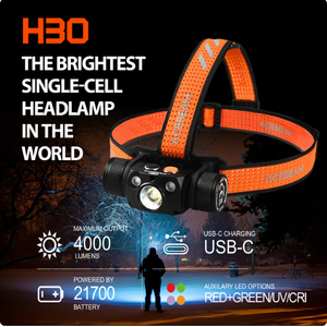 Đèn pha đa năng Acebeam H30 sáng mạnh 4000 Lumen, sạc USB-C, có tùy chọn đèn LED phụ RED/GREEN/UV/CRI - Product Image 4