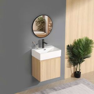 Lavabo Rectangular de Cerámica para Baño, Montado en la Pared, con Mueble, Moderno, Suspendido, Fácil de Limpiar, Duradero - Product Image 1