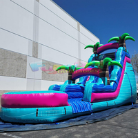 Toboggan aquatique gonflable tropical de 18 pieds, château gonflable, toboggan aquatique gonflable de qualité commerciale pour enfants et adultes, été, jardin