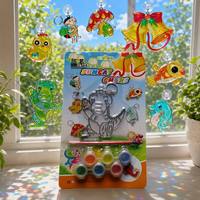 Kit attrape-soleil en plastique personnalisé avec pinceau, attrape-lumière DIY pour fenêtre, cadeau de Noël pour enfants, motif personnalisable