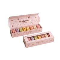 Boîte coulissante personnalisée avec fenêtre transparente pour douze macarons, idéale pour chocolats et macarons faits maison avec logo sur mesure