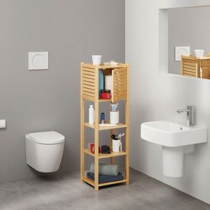 ชั้นวางของไม้ไผ่แบบตั้งพื้นสำหรับห้องครัว ห้องน้ำ ตู้เก็บของมุมบ้าน ชั้นวางของติดประตูสำหรับเก็บเครื่องเทศ - Product Image 3