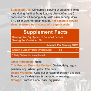OEM 250g Creatine Monohydrate Pre Workout Powder Muscle Building Nutrition suplemen