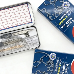Juego de Matemáticas de 9 Piezas de Alta Calidad, en Caja Metálica con Diseño de Mapa, Muy Popular - Product Image 4