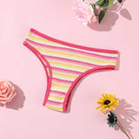 Taille basse Sexy filles culottes string été plage doux coloré rayé coton culotte sous-vêtements string