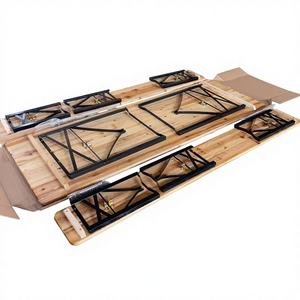 Ensemble table et bancs pliants pour bière, 176 cm, en bois <span class=keywords><strong>de</strong></span> sapin massif, pour pique-nique, terrasse, fête, camping, brasserie, barbecue, <span class=keywords><strong>jardin</strong></span> - Product Image 4