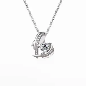 Ala d'angelo S925 collana cuore argento catena peplo oro rosa ciondolo cuore gioielli di moda