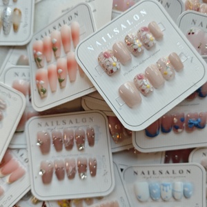 <span class=keywords><strong>Uñas</strong></span> Postizas Hechas a Mano al por Mayor, Alta Calidad, 10 <span class=keywords><strong>Uñas</strong></span>/Set, Diseños Largos y Cortos Mezclados al Azar para Dedos, Precio de Fábrica - Product Image 2