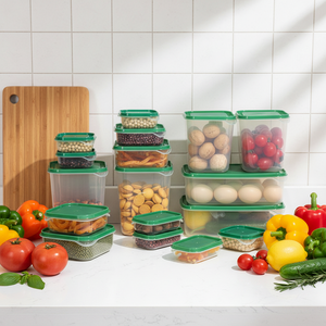 Juego de Cocina de 17 Piezas, Recipientes Duraderos de Plástico para Almacenamiento de Alimentos, Tapas Transparentes, Diseño Apilable, Recipientes Sellados para - Product Image 1