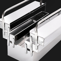 Boîte à outils professionnelle polyvalente en acier inoxydable avec poignées de transport portables