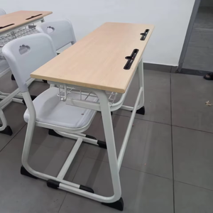 Juego educativo de escritorio y silla diseñado con marco de metal robusto y tapa de madera ideal para entornos escolares - Product Image 6