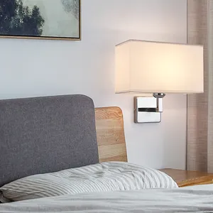 OEM nordic bamboo hotel bedroom USB E27 wall bracket lights indoor modern home small wall light lamp