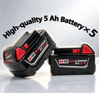 Vente flash - Kit combiné sans fil Milwaukee M-18 18V avec 5 batteries et chargeur, perceuse sans balais, clé à chocs, kit combiné d'outils électriques 21 pièces