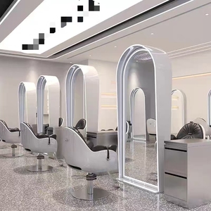 Estaciones de Barbería con Espejo, Espejos de Pared para Barbería, Estación de Salón Moderna y Sencilla con Iluminación LED - Product Image 5