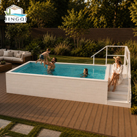 Piscine hors sol contemporaine en fibre de verre, design personnalisé, spacieuse, pour adultes, avec jacuzzi extérieur, idéale pour des vacances bien-être.