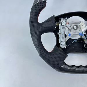 Volante de Fibra de Carbono Real para Subaru <span class=keywords><strong>Impreza</strong></span> <span class=keywords><strong>WRX</strong></span> <span class=keywords><strong>1999</strong></span> 2000 2001 2002 2003 2004, Piezas Interiores Personalizadas para Automóvil con Franja Roja - Product Image 4