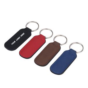 Porte-clés personnalisé en cuir PU avec logo gravé au laser, porte-clés promotionnel vierge pour cadeaux d'entreprise et objets publicitaires - Product Image 1