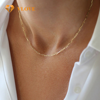 Collar Gargantilla de Oro Sólido de 14K con Diseño de Clip, Joyería de Estilo Atrevido para Mujer, Regalo de Aniversario de Bodas