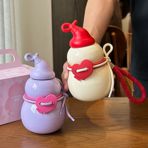 2026 New Gourd-shaped 316 Stainless Steel Vacuum <b>Flask</b>, Large Capacity <b>Straw</b> Water Bottle for Students & Girls - Product Image 3