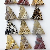 Statue d'ange ailé sculptée en jaspe naturel, motif papillon, pierre de guérison en cristal, pour la décoration intérieure (vente en gros)