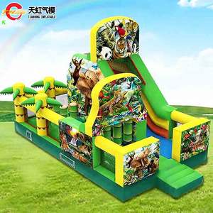 Aire de jeux gonflable en PVC sur le thème du <span class=keywords><strong>zoo</strong></span> avec motifs animaliers 9x4.5x5mH - Product Image 2