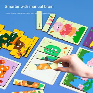 Puzzle personnalisé interactif en bois jouet fou pensée formation <span class=keywords><strong>jeu</strong></span> <span class=keywords><strong>de</strong></span> société pour enfants Parent-enfant logique cartes d'animaux - Product Image 4