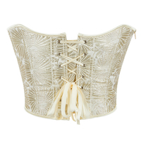 Nouveau Corset Bustier Sexy Vintage pour Femme, Imprimé Doré, Sans Bretelles, Dos Ouvert, à Baleines, Fermeture Éclair Latérale, Respirant, Effet Sculptant, Crop Top de Soirée