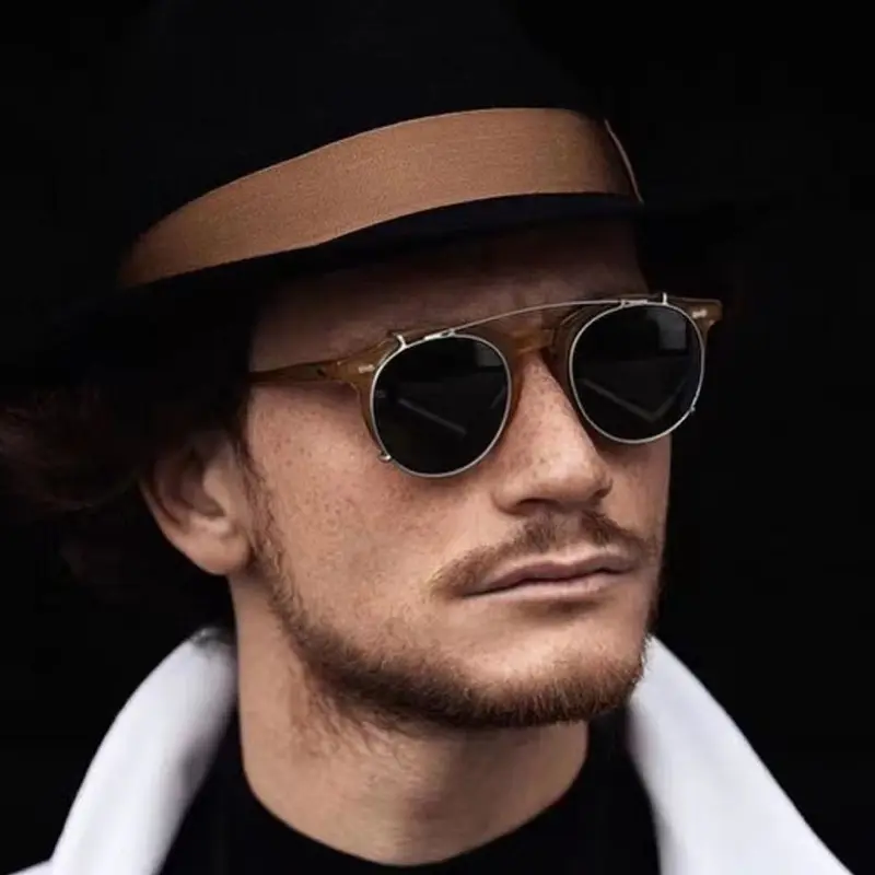design high quality fashion flip up classic clip on acetate frame shield shades sunglasses
