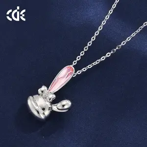 CDE GSYN003 Creativity Jewelry 925 Sterling Silver Cute Rabbit Design Necklace Wholesale Sparkling Crystals Women Necklace