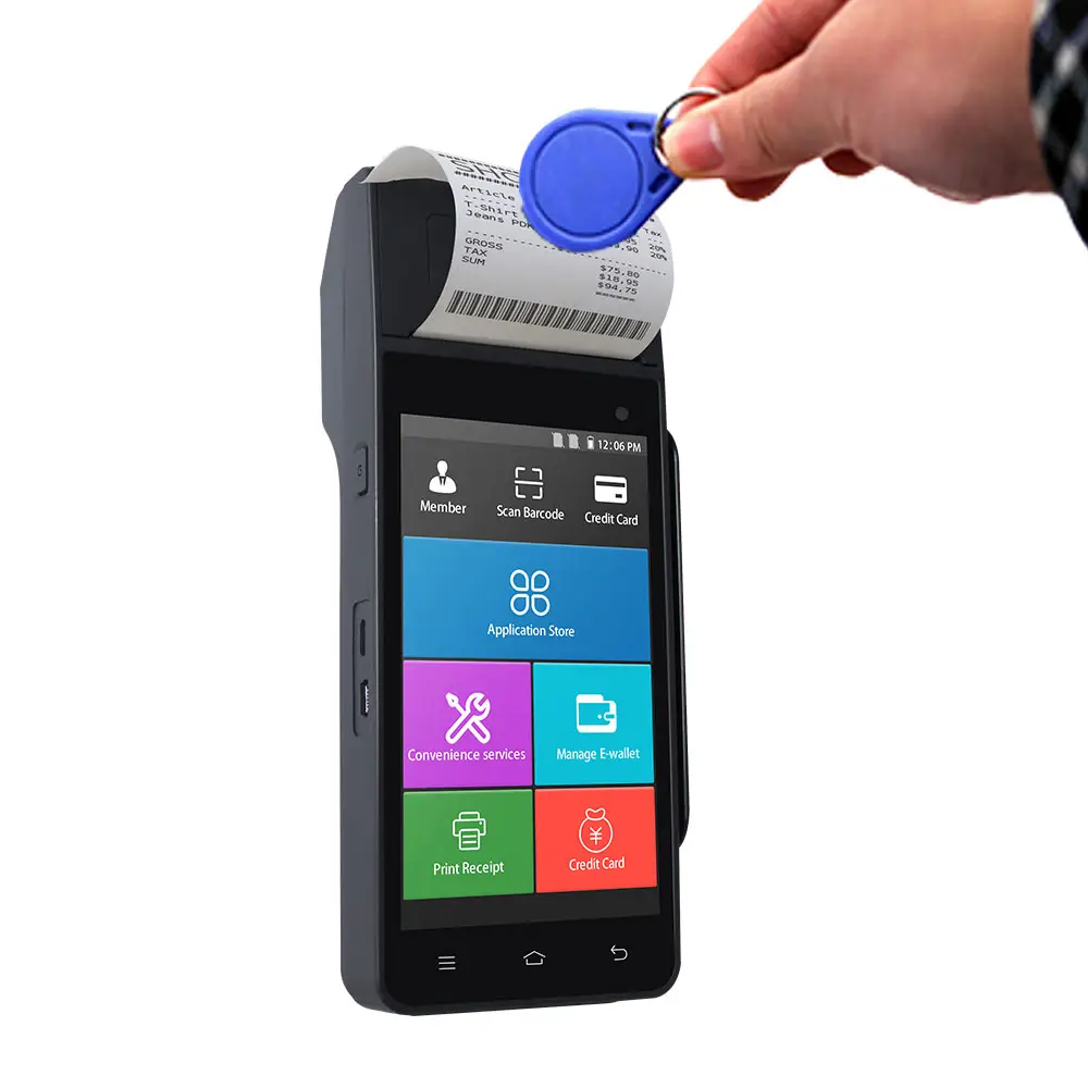 Mini ATM cash 4G mobile pos terminal with in-built thermal printer Z90 support debit card with free SDK