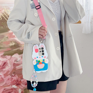 Coque de téléphone mignonne avec chaîne de perles clochette Lapin Carotte pour <span class=keywords><strong>Samsung</strong></span> <span class=keywords><strong>Galaxy</strong></span> S26 Ultra S25 S23 A57 A56, avec sangle bandoulière et protection souple - Product Image 5