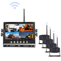 Kit de surveillance de caméra sans fil Système de sécurité pour voiture Caméra de recul 4CH Écran de 7 pouces MDVR BUS Truck RV Trailer Caméra de recul sans fil