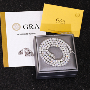 ใบรับรอง GRA เพชรโมอิสซาไนต์ VVS ผ่านการทดสอบเพชร ชุบทอง เงินแท้ 925  จัดส่งจากโรงงาน สร้อยเทนนิส  สำหรับทุกเพศ - Product Image 5