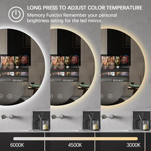 Smart 3D Magic LED Light Diseño moderno <span class=keywords><strong>80x80</strong></span> <span class=keywords><strong>Espejo</strong></span> desempañador impermeable para <span class=keywords><strong>baño</strong></span> iluminado - Product Image 3