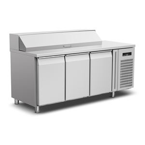 Réfrigérateur de Comptoir Professionnel en Acier Inoxydable 304 à 3 Portes, Table de Préparation de Pizzas pour Restaurant de Restauration Rapide - Product Image 5