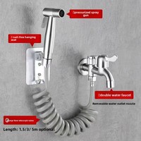 Robinet de lavabo en céramique au design moderne et épuré, pistolet pulvérisateur multifonctionnel 2-en-1, robinet de machine à laver pour balcon, une entrée, deux sorties
