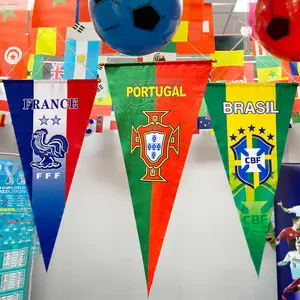 Custom Fan Products 100*45cm Decorated Bar Pennants Brazil Argentina Germany Hanging National Flags Pennants