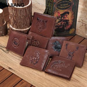 Porte-cartes en cuir de vachette gaufré véritable, motif animal vintage, grande capacité, résistant à l'usure, recyclable, unisexe, usage quotidien - Product Image 1